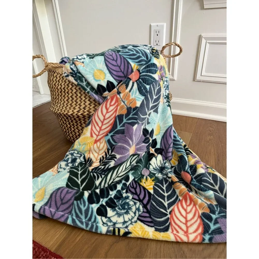 Vera Bradley Plush Throw Blanket Palm Floral Display Only